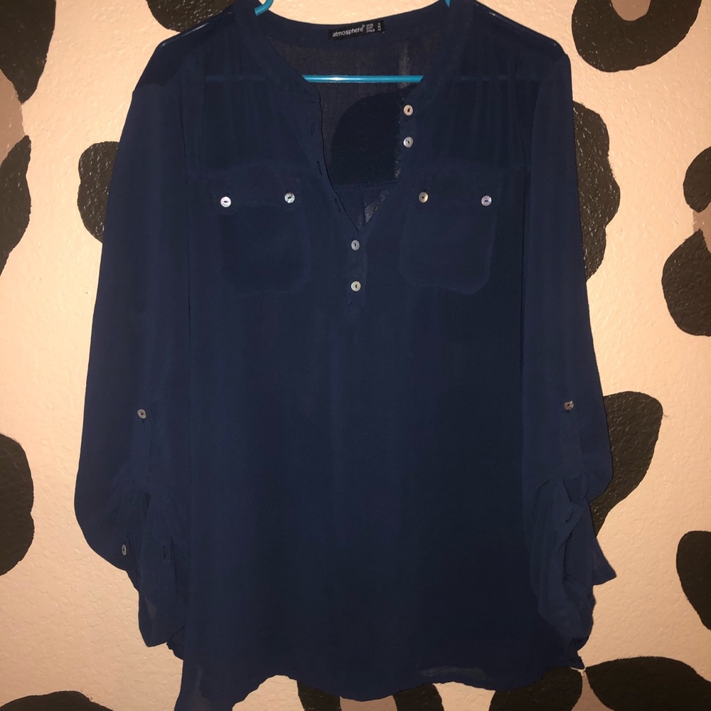 Navy Chiffon Blouse